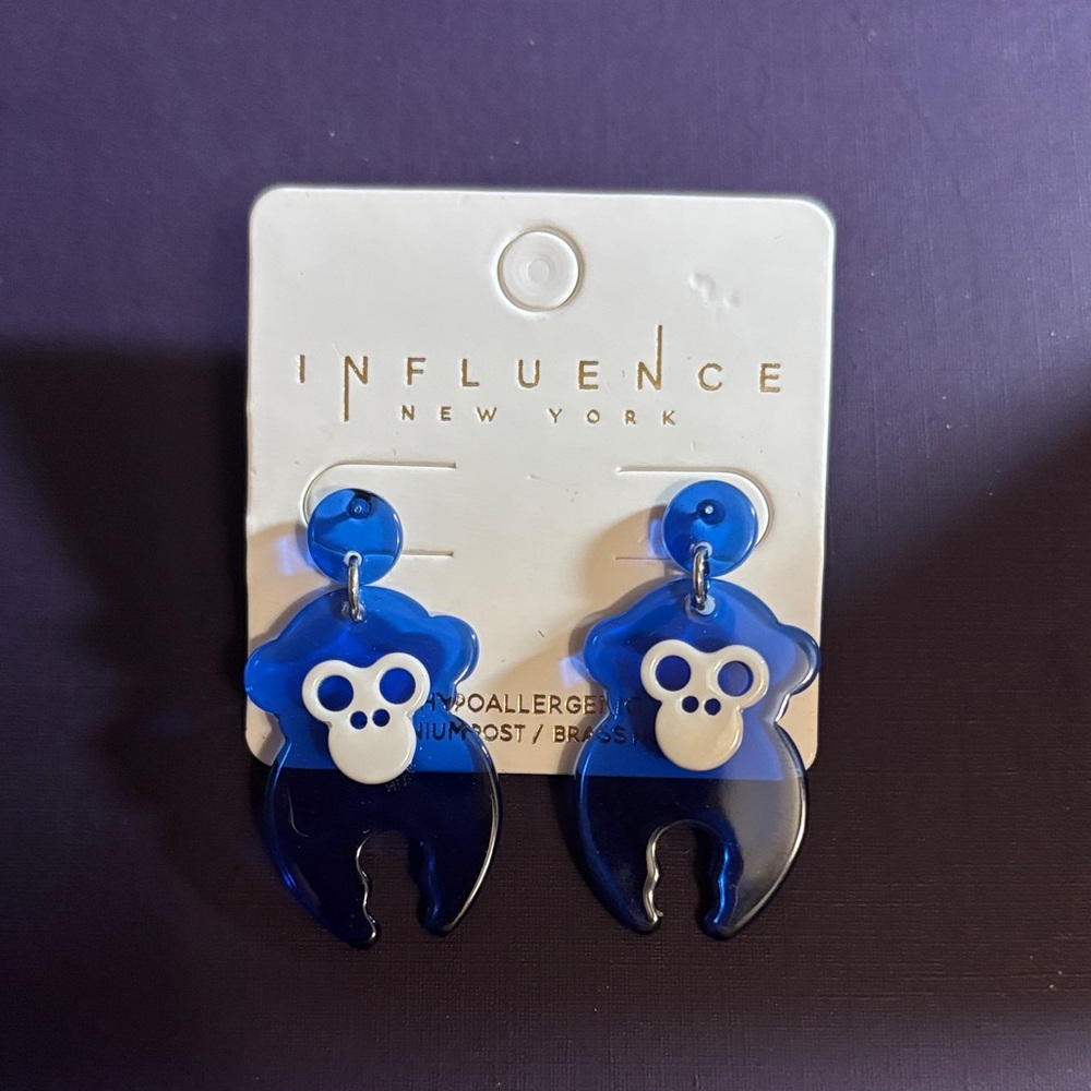 Blue Monkey Earrings